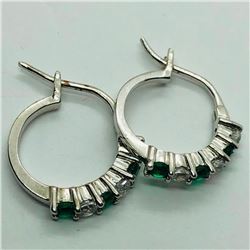 Silver Simulated Emerald Earrings, Suggested Retail Value $30