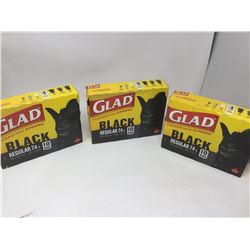 Lot of Glad Black Regular Garbage Bags (3 x 10 x 74L bags)