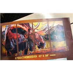 Four Panel Moose Art Piece  42” x 84”