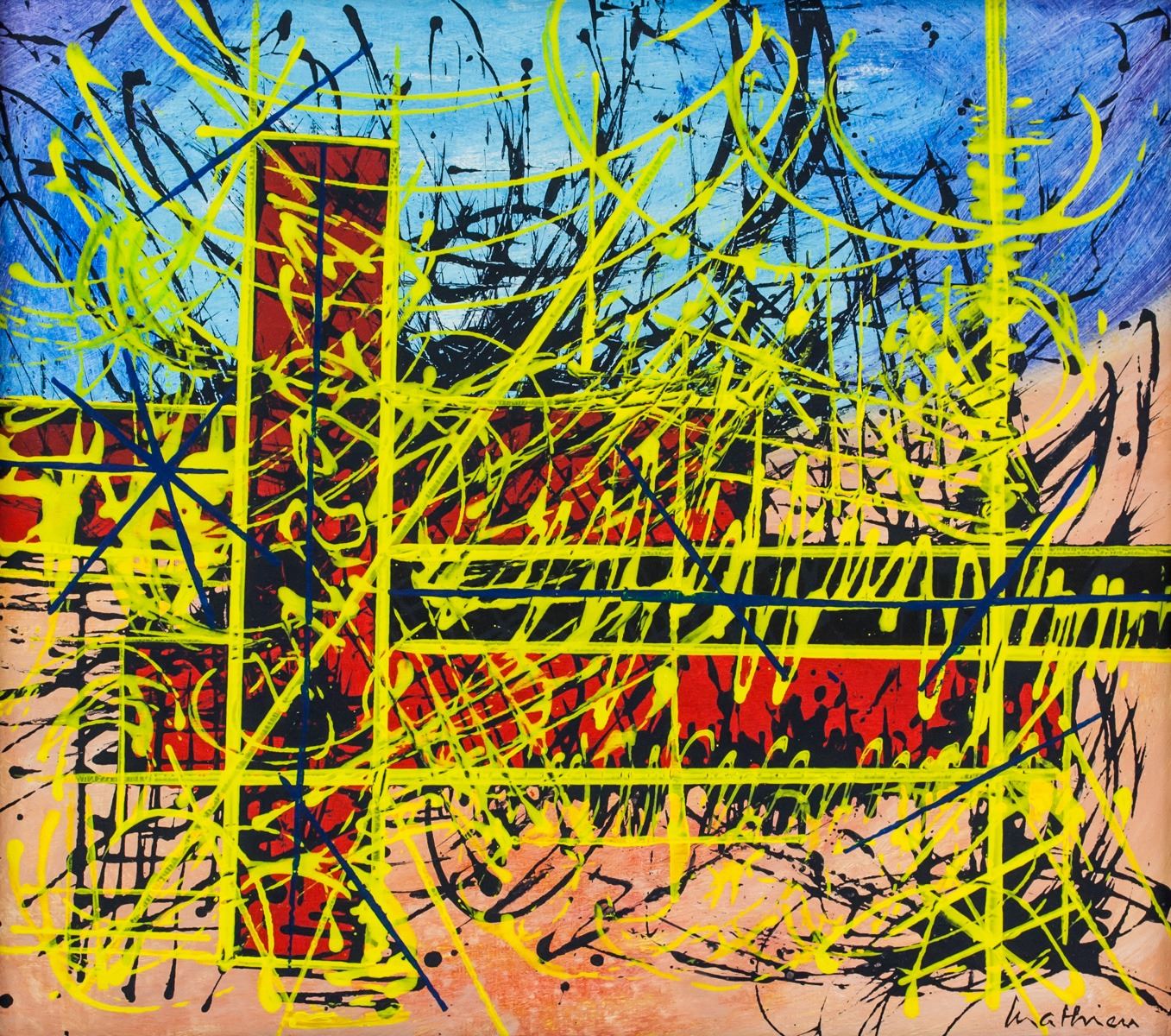 Georges Mathieu French Abstract Oil on Canvas