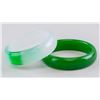 Image 1 : Two Chinese Green Hardstone Bangles