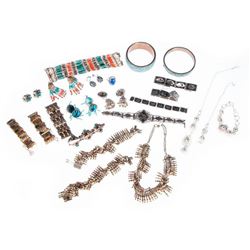 Collection of stone-set silver & metal jewelry
