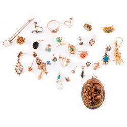 Collection of diamond, stone, gold & metal jewelry
