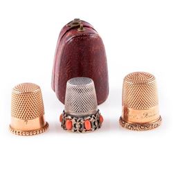 Group of three vintage thimbles