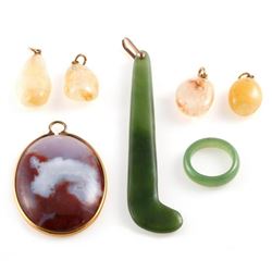 Collection of hardstone and gold jewelry