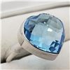 Image 2 : Silver Heart Shaped Blue Topaz 10.5 Ct Ring (~Size 9), Suggested Retail Value $500