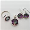 Image 1 : Silver Mystic Topaz Earring, Ring And Pendant Set M (~Size 9) (~weight 14g), Suggested Retail Value 