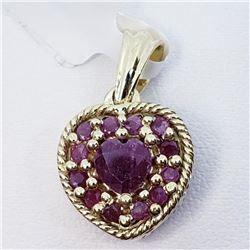 Gold Plated Silver Reversible Heart Shaped Ruby And Sapphire Pendant (~weight 5.9g), Insurance Value