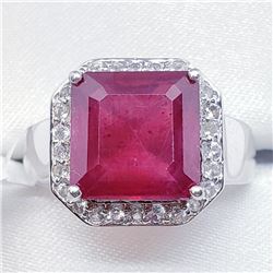 Silver Ruby White Topaz Ring (~Size 7) (~weight 7g), Suggested Retail Value $600