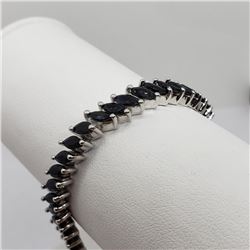 Silver Sapphire (Marquise Cut)(14ct) Bracelet (~weight 19.04g)