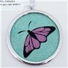 Image 1 : Silver Butterfly Gemstone Painting Glass Emerald And Ruby Pendant (~weight 20g), Appraised Retail $9