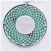 Image 2 : Silver Butterfly Gemstone Painting Glass Emerald And Ruby Pendant (~weight 20g), Appraised Retail $9