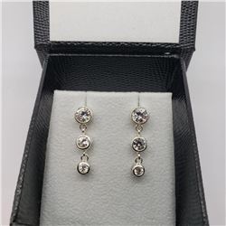 Silver Cz Dangle Earrings (~weight 3.2g), Suggested Retail Value $120