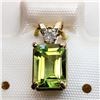 Image 1 : 10K Yellow Gold Peridot (Baguette Cut)(1.08ct) Diamond(0.04ct) 7X5Mm Pendant, Made in Canada, Sugges