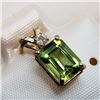 Image 2 : 10K Yellow Gold Peridot (Baguette Cut)(1.08ct) Diamond(0.04ct) 7X5Mm Pendant, Made in Canada, Sugges