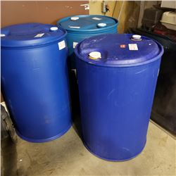 3 BLUE PLASTIC DRUMS