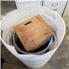 Image 3 : LARGE BARREL AND WASTE BIN AND WOODEN BIN