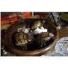 Image 2 : TRAY OF BRASS BELLS, CRYSTAL, CARVED WOOD TURTLES, AND SEASHELLS