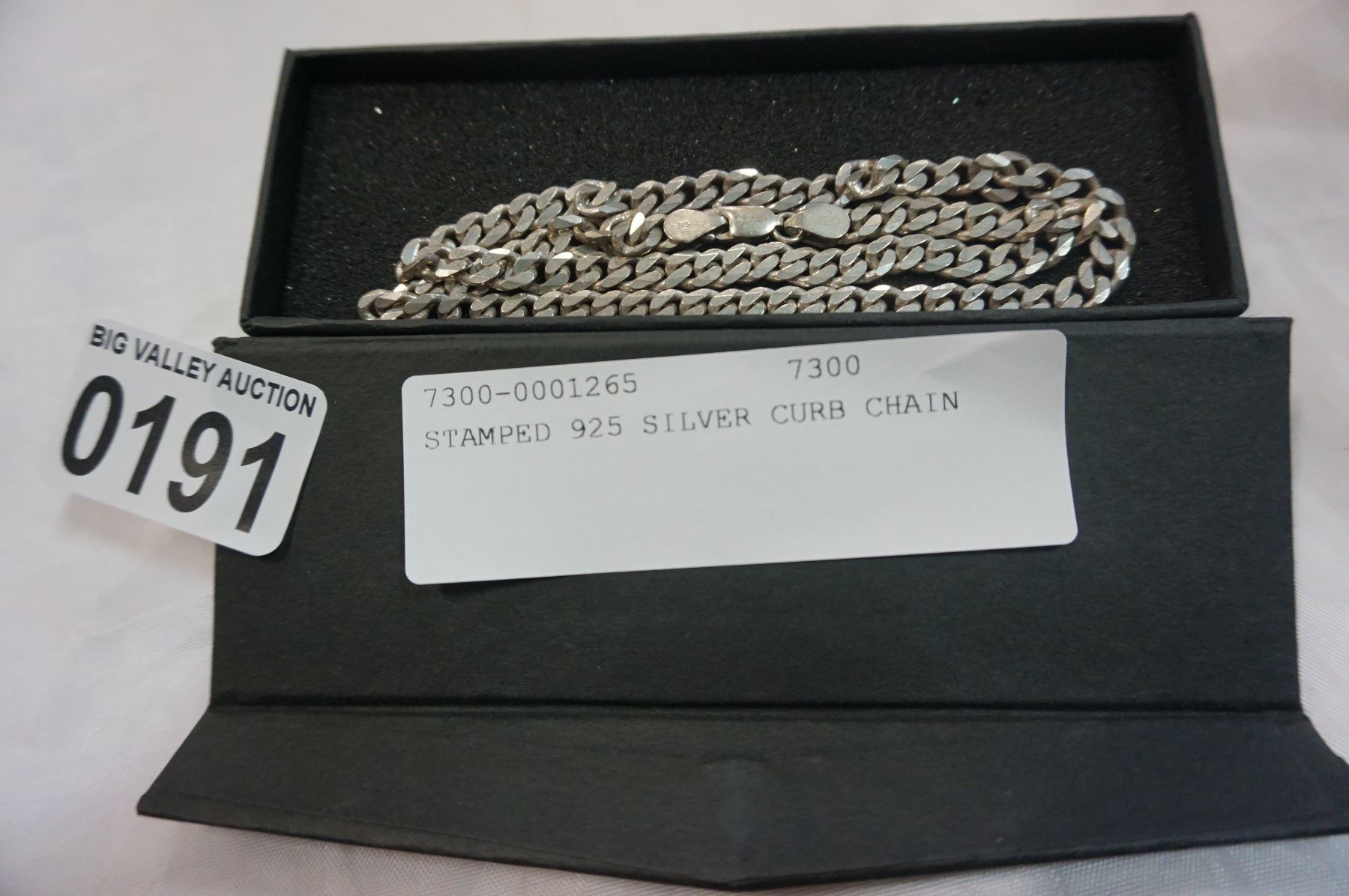 STAMPED 925 SILVER CURB CHAIN - Big Valley Auction