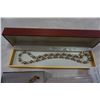 Image 2 : GOLD GILT STAMPED 925 SILVER BRACELET AND 3 CORRAL PENDANTS AND PEARL NECKLACE
