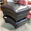 Image 1 : 2 BLACK LEATHER WEDGE OTTOMANS