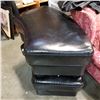 Image 2 : 2 BLACK LEATHER WEDGE OTTOMANS