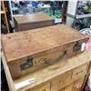 Image 1 : ANTIQUE LEATHER BOUND FRENCH SUITCASE