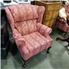 Image 1 : CARVED CLAW FOOT WING BACK ARM CHAIR