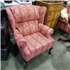 Image 2 : CARVED CLAW FOOT WING BACK ARM CHAIR