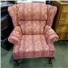 Image 2 : CARVED CLAW FOOT WING BACK ARM CHAIR
