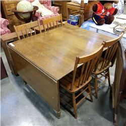 VINTAGE DROPLEAF DINING TABLE W/ 4 CHAIRS AND 2 LEAFS