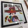Image 1 : ANTIQUE EASTERN MIXED MEDIA PAINTING IN BAMBOO FRAME ORIGINAL