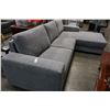 Image 3 : BRAND NEW 2PC GREY FABRIC RIGHT HAND SECTIONAL SOFA - RETAIL $1499