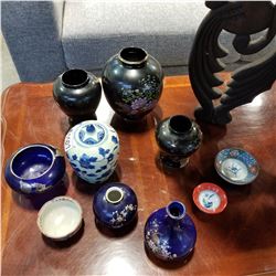 LOT OF EASTERN VASES AND LIDDED JAR