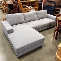 BRAND NEW 2PC GREY FABRIC LEFT HAND SECTIONAL SOFA - RETAIL $1499