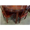Image 2 : ROUND SOLID ROSEWOOD DINING TABLE WITH 2 LEAFS AND 4 CHAIRS