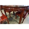 Image 7 : ROUND SOLID ROSEWOOD DINING TABLE WITH 2 LEAFS AND 4 CHAIRS