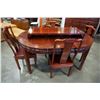 Image 8 : ROUND SOLID ROSEWOOD DINING TABLE WITH 2 LEAFS AND 4 CHAIRS