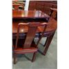 Image 9 : ROUND SOLID ROSEWOOD DINING TABLE WITH 2 LEAFS AND 4 CHAIRS