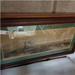 ANTIQUE PICTURE DRAWN AND ETCHED BY CHAS F. ALLBON IN WOOD FRAME