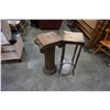 Image 1 : CARVED WOODEN PEDESTAL AND SIDE TABLE