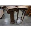 Image 2 : CARVED WOODEN PEDESTAL AND SIDE TABLE
