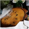 Image 3 : BOX OF CRYSTAL CARNIVAL GLASS AND FIGURES, AND BURL CLOCK