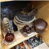 Image 1 : LOT OF GLASS VASES, METAL LAMP, DOME CLOCK, AND DECORATIVE PLATTERS