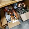 Image 1 : BOX OF SILVER PLATE, METAL WARES, AND BOX OF VARIOUS CHINA