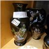 Image 2 : 5 BLACK EASTERN VASES, BUNNYKINS BOWL, AND GLASSES