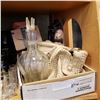 Image 1 : LIQUOR BOTTLE AND TRAY OF HAIR CURLING ITEMS AND BAG
