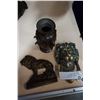 Image 1 : BRASS LION DOOR KNOCKER, CAST IRON LION DOOR STOP, AND EASTERN METAL VASE