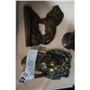 Image 2 : BRASS LION DOOR KNOCKER, CAST IRON LION DOOR STOP, AND EASTERN METAL VASE