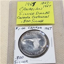 1967 CANADIAN SILVER DOLLAR .800 SILVER CENTENNIAL